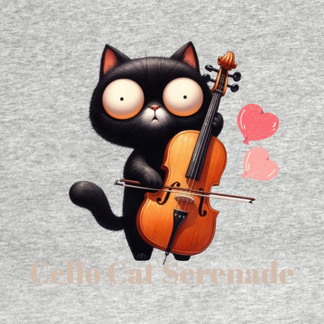 Funny Cat Playing Violin Cello Musician Music by Positive Designer